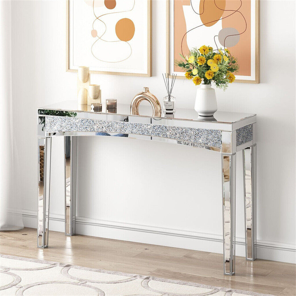 Crushed Diamond Mirrored Console Table Entrance Furniture - Image 3