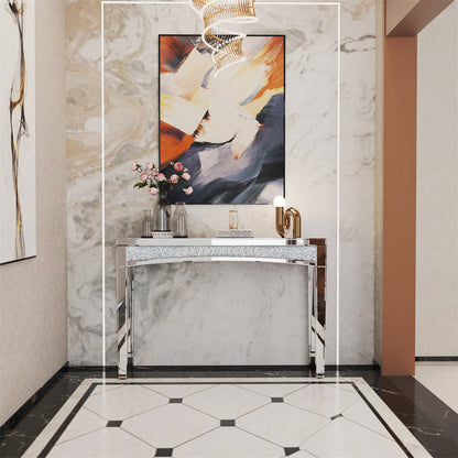 Crushed Diamond Mirrored Console Table Entrance Furniture - Image 4