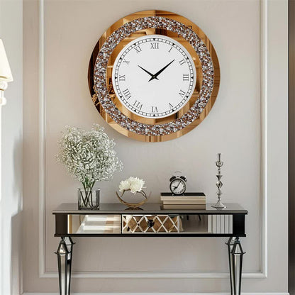 P&P Brown Crushed Diamond Oversized Wall Clock Elegant Accent 80x80cm - Image 2