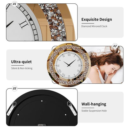 P&P Brown Crushed Diamond Oversized Wall Clock Elegant Accent 80x80cm - Image 5