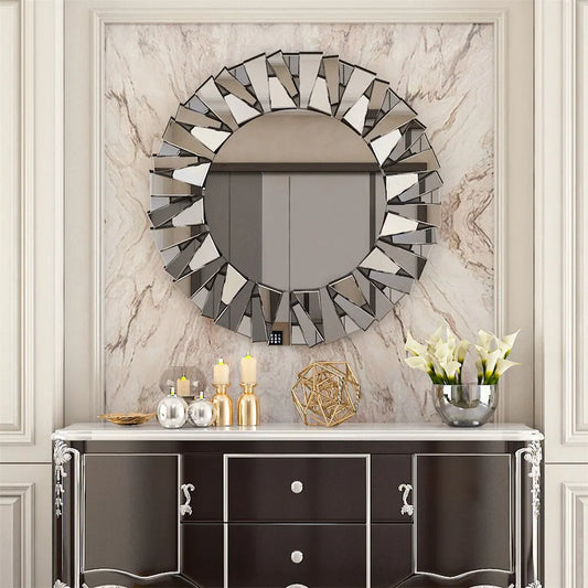 Silver Sunburst Round Wall Mirror - Image 3