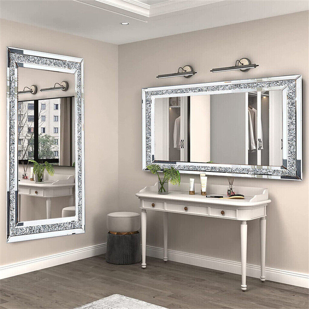 Xxxl Large Gorgeous Diamond Wall Mirror Crushed Crystal Long Full Length Mirror - Image 4