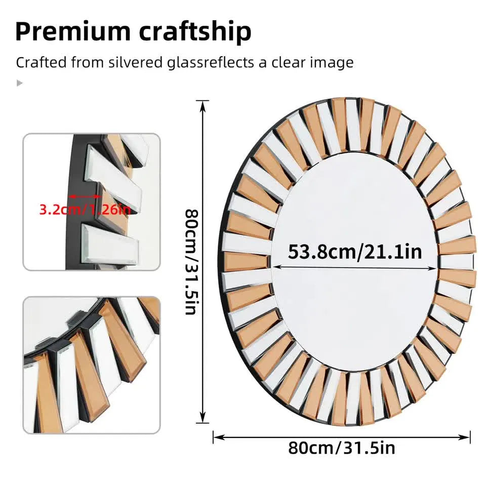 Radiant Sunburst Mirror: Elegant Wall Mounted Decor for Your Living Space Size 80x80cm - Image 5