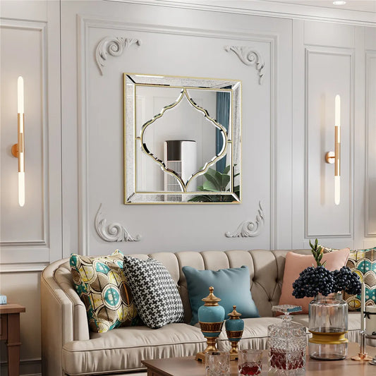 High-grade Unique Decorative Accent Mirror Elegant Square Wall Silver HD Mirror - Image 2