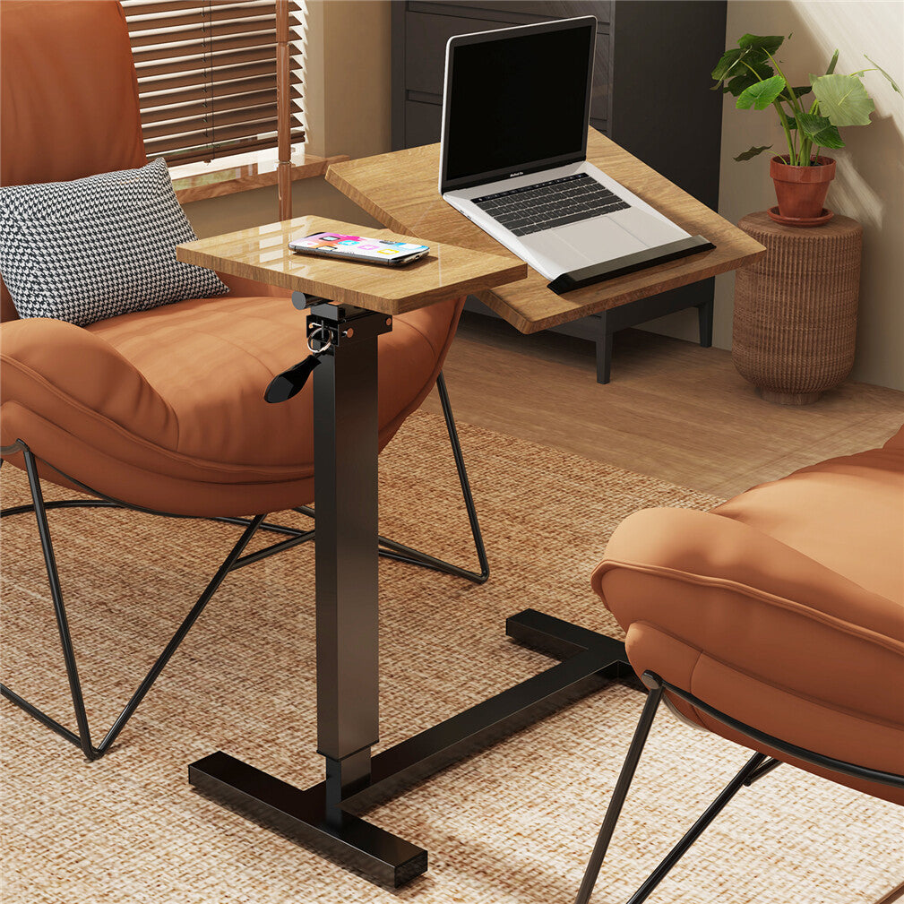 Premium height Adjustable Overbed Bedside Table With Wheels Solid Tilt Tray Table - Image 2