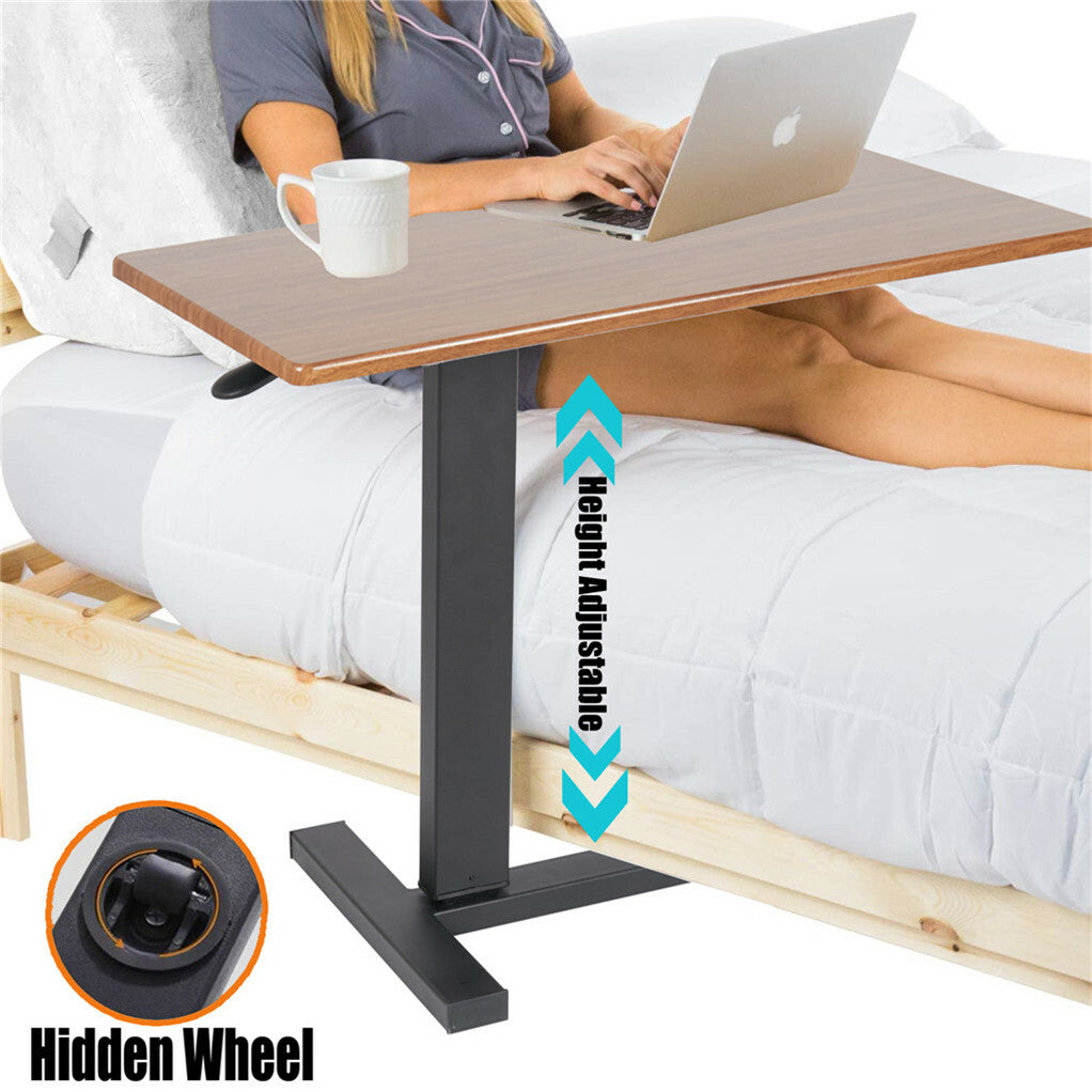 Non Tilt Top Overbed Bedside Table with Auto-Touch Adjustable Height Wheels - Image 5
