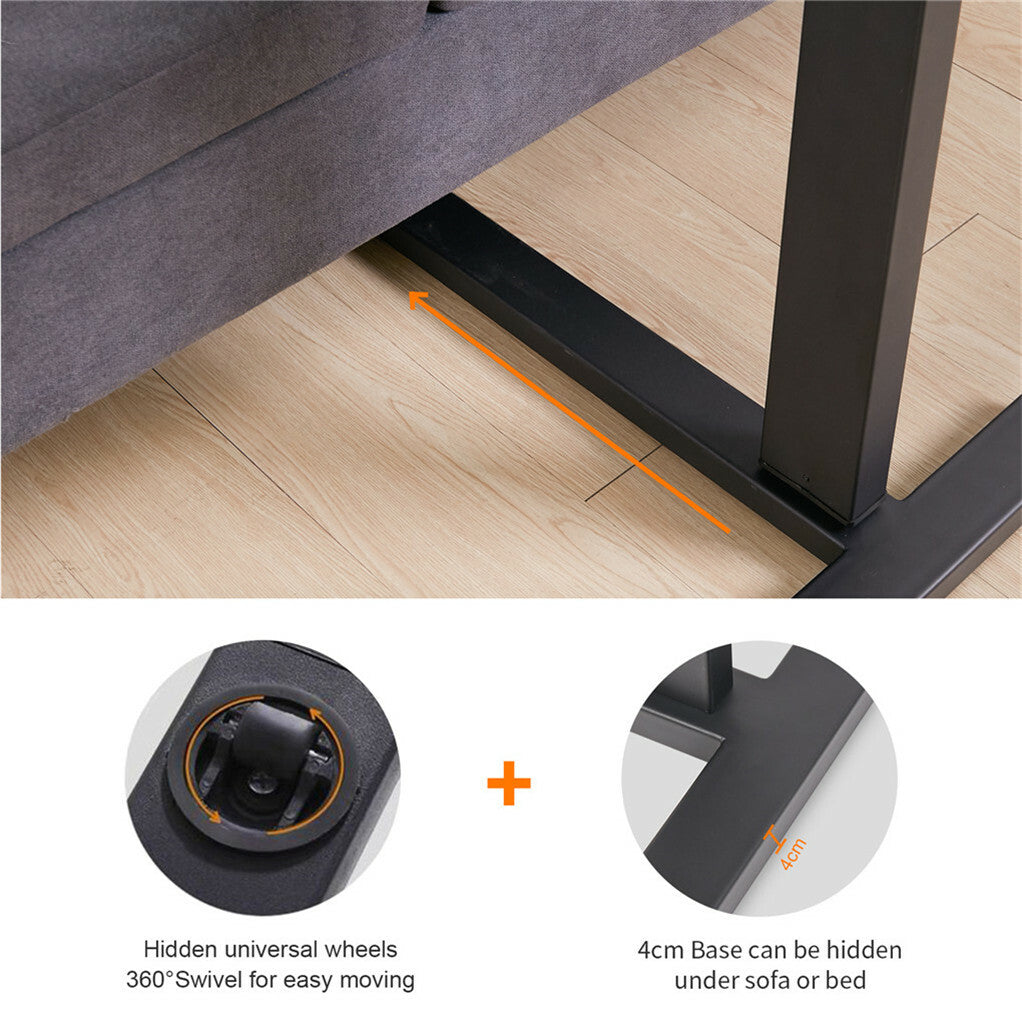 Non Tilt Top Overbed Bedside Table with Auto-Touch Adjustable Height Wheels - Image 6