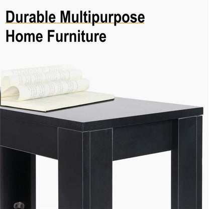 Rustic 2 Tier Side Table Open Accent Table Bedside Storage Slim Coffee End Table - Image 4