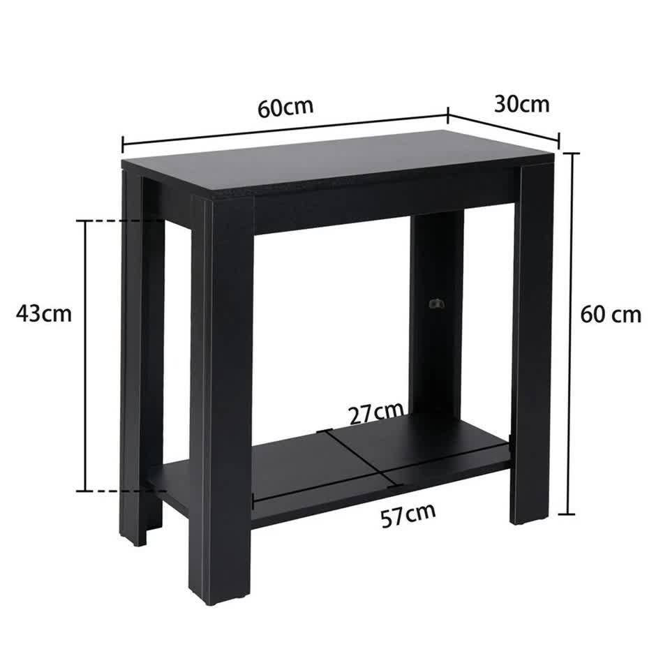 Rustic 2 Tier Side Table Open Accent Table Bedside Storage Slim Coffee End Table - Image 5
