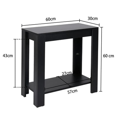 Rustic 2 Tier Side Table Open Accent Table Bedside Storage Slim Coffee End Table - Image 5