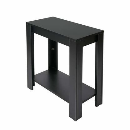 Rustic 2 Tier Side Table Open Accent Table Bedside Storage Slim Coffee End Table - Image 9