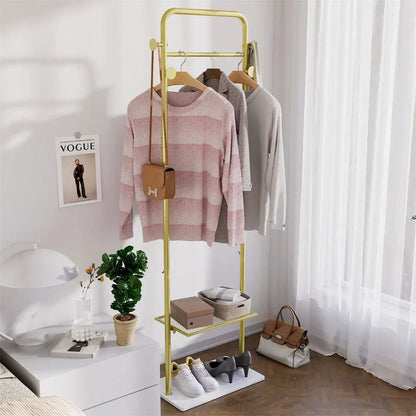 Durable Metal Corner Clothes Rack Strong Stone Base Entryway Garment Stand W Rod - Image 9