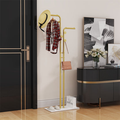 Double Pole Metal Coat Rack with Marble Base - Free Standing Clothes and Hat Stand AU - Image 3