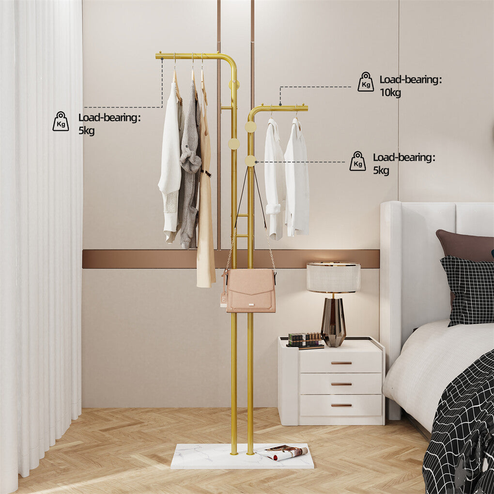 Double Pole Metal Coat Rack with Marble Base - Free Standing Clothes and Hat Stand AU - Image 4