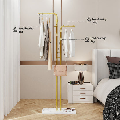 Double Pole Metal Coat Rack with Marble Base - Free Standing Clothes and Hat Stand AU - Image 4