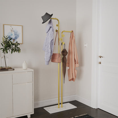 Double Pole Metal Coat Rack with Marble Base - Free Standing Clothes and Hat Stand AU - Image 5
