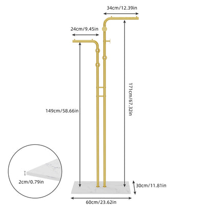 Double Pole Metal Coat Rack with Marble Base - Free Standing Clothes and Hat Stand AU - Image 8