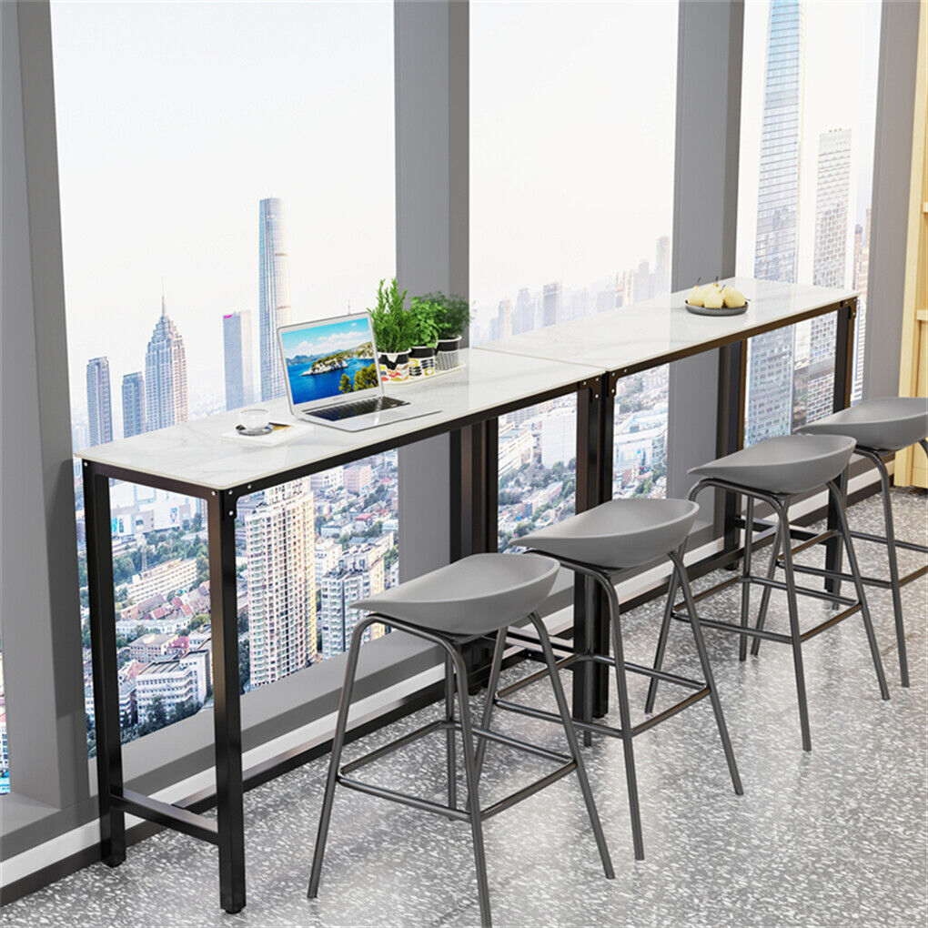 Xxl Marble Kitchen Bar Table Counter Breakfast Dining Table W/ Thicken Metal Leg - Image 3