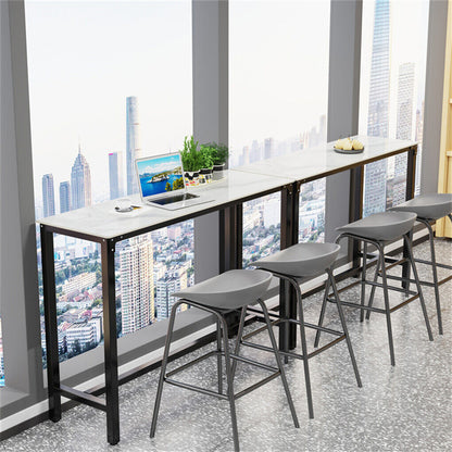 Xxl Marble Kitchen Bar Table Counter Breakfast Dining Table W/ Thicken Metal Leg - Image 3
