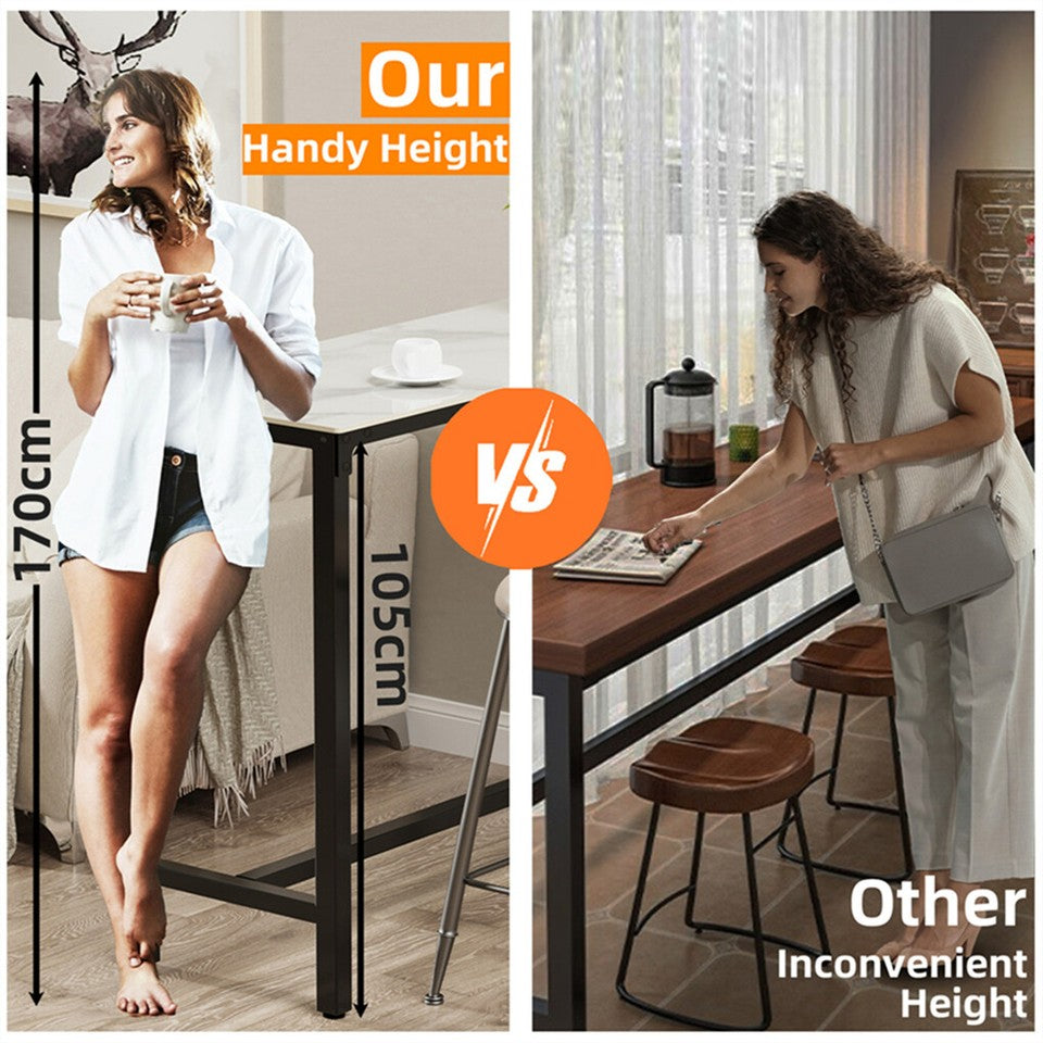 Xxl Marble Kitchen Bar Table Counter Breakfast Dining Table W/ Thicken Metal Leg - Image 8