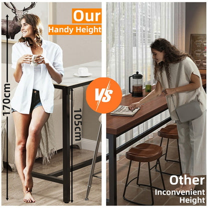 Xxl Marble Kitchen Bar Table Counter Breakfast Dining Table W/ Thicken Metal Leg - Image 8