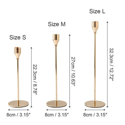 Set of 3 Decorative Candlestick Holder- Gold - Image 3