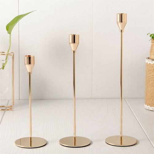 Set of 3 Decorative Candlestick Holder- Gold - Image 5