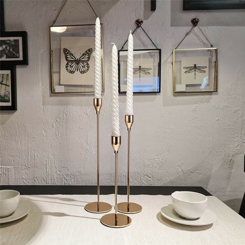 Set of 3 Decorative Candlestick Holder- Gold - Image 6