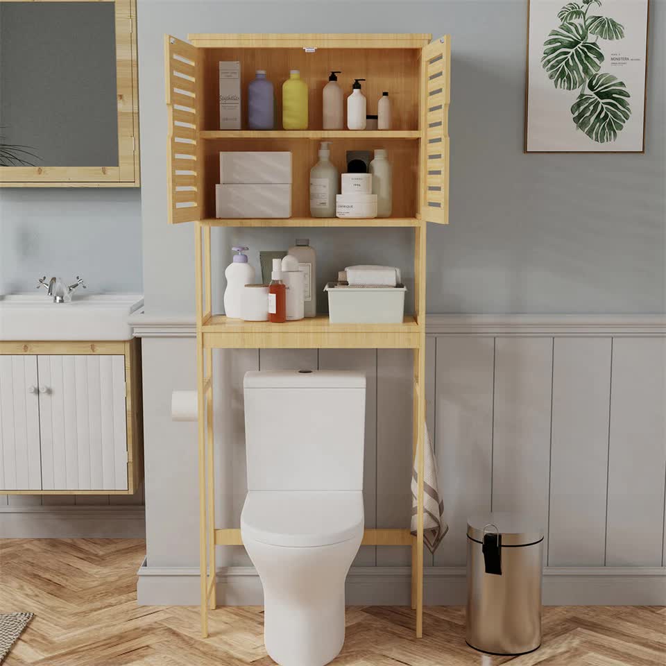 4-Tier Bamboo Bathroom Toilet Storage Rack - Image 5