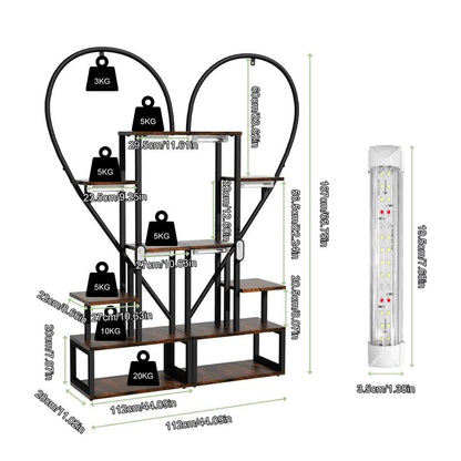 P&P Black & Brown Heart-Shaped Plant Stand with USB Grow Lights for Indoor Plant Display - Image 5