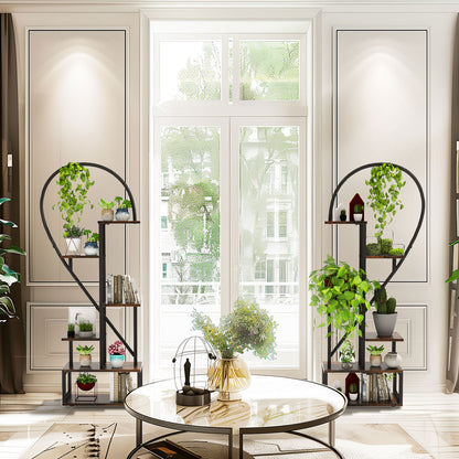 Fin Merge/Separate Metal Plant Stand Heart Shape Ladder Book Shelf For Indoor Garden - Image 3