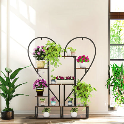 Fin Merge/Separate Metal Plant Stand Heart Shape Ladder Book Shelf For Indoor Garden - Image 7