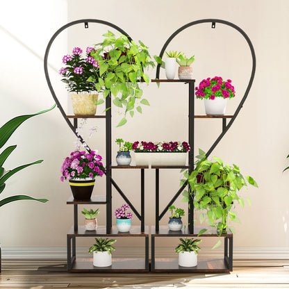 Fin Merge/Separate Metal Plant Stand Heart Shape Ladder Book Shelf For Indoor Garden - Image 9