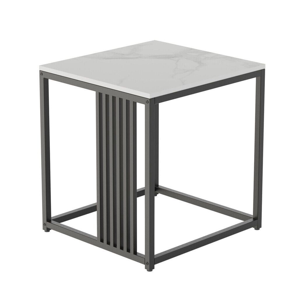 Luxury square side table marble stone-Black frame - Image 2