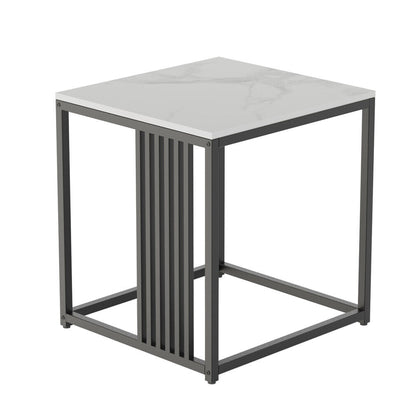 Luxury square side table marble stone-Black frame - Image 2