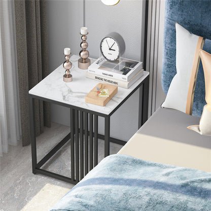 Luxury square side table marble stone-Black frame - Image 3