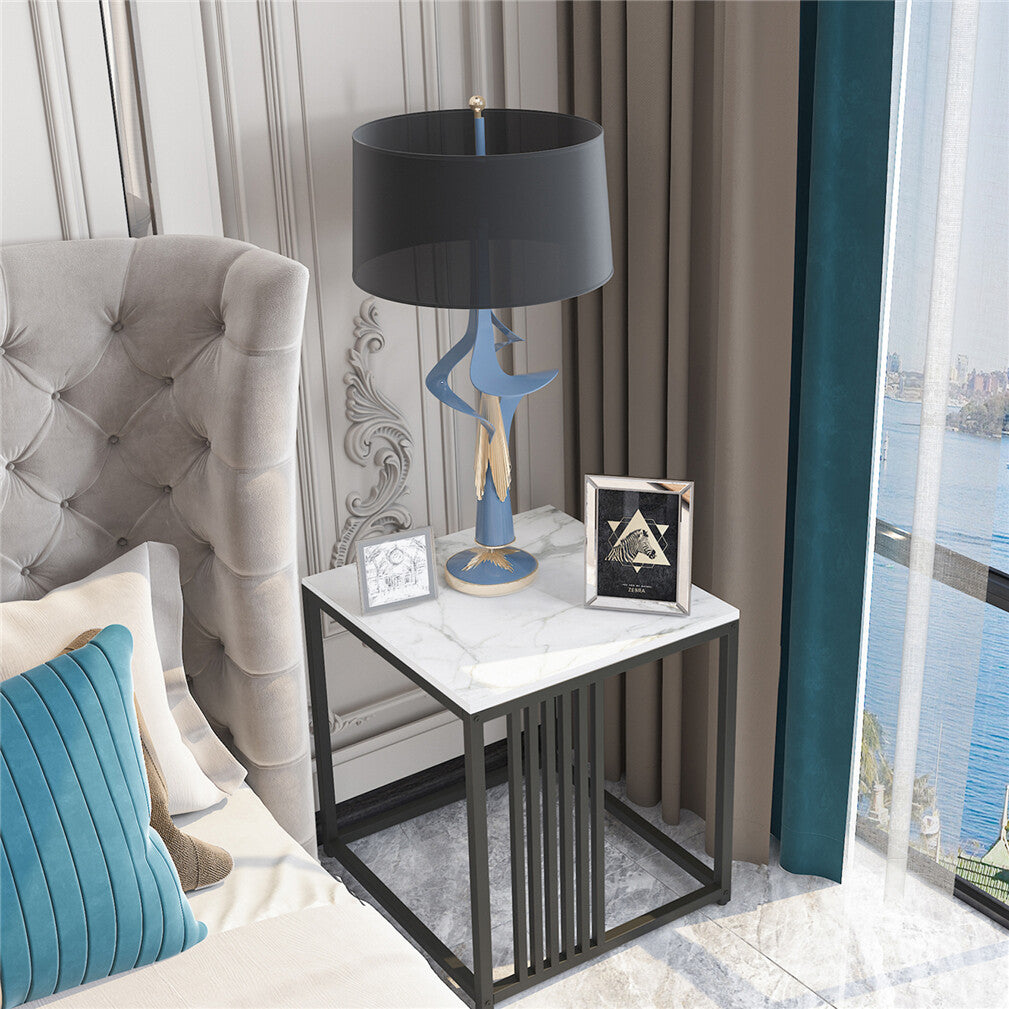 Luxury square side table marble stone-Black frame - Image 6