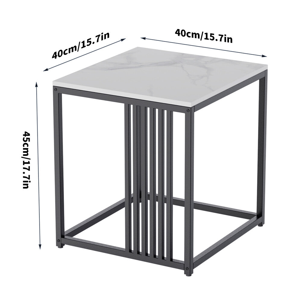 Luxury square side table marble stone-Black frame - Image 7