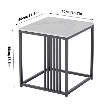 Luxury square side table marble stone-Black frame - Image 7