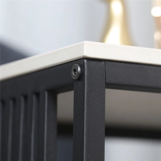 Luxury square side table marble stone-Black frame - Image 8