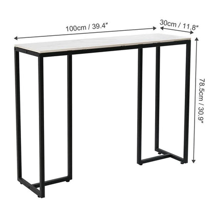Modern Heavy Real Stone Console Table Hallway Entryway Table Metal Narrow Desk - Image 4