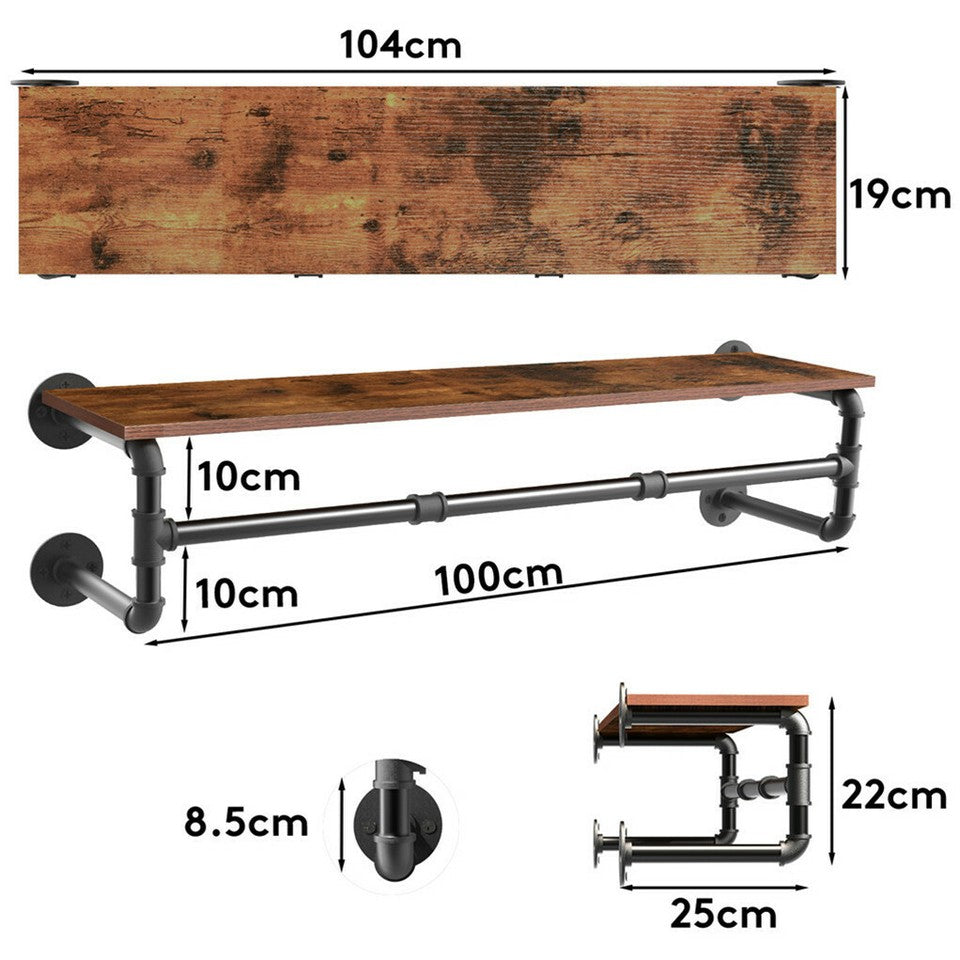 Upgraded Heavy Duty Pipe Clothes Rack Iron Garment Hanging Bar with Top Shelf - Image 7