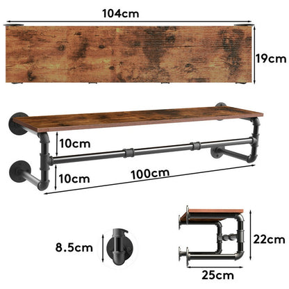 Upgraded Heavy Duty Pipe Clothes Rack Iron Garment Hanging Bar with Top Shelf - Image 7