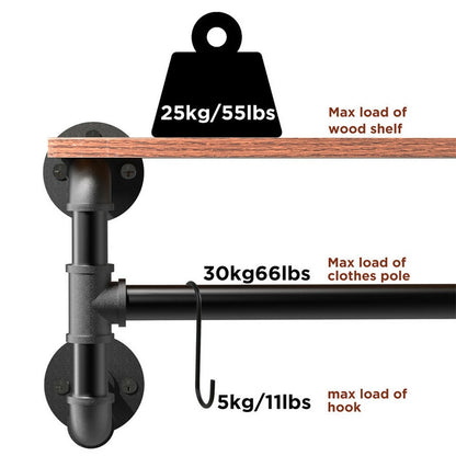 Upgraded Heavy Duty Pipe Clothes Rack Iron Garment Hanging Bar with Top Shelf - Image 8