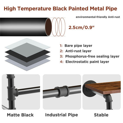 Upgraded Heavy Duty Pipe Clothes Rack Iron Garment Hanging Bar with Top Shelf - Image 9