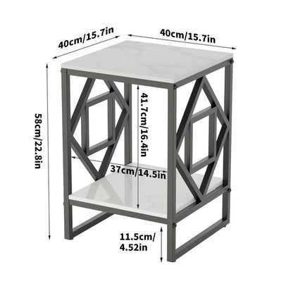 Sleek White Marble Side Table Sofa End Table Bedside Nightstand w Durable Frame - Image 7