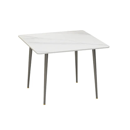White Sintered Stone Dining Table With Black Legs For Modern Interiors