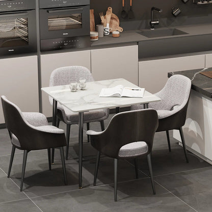 White Sintered Stone Dining Table With Black Legs For Modern Interiors - Image 2