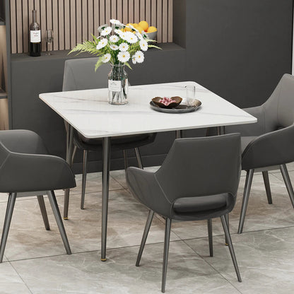 White Sintered Stone Dining Table With Black Legs For Modern Interiors - Image 3