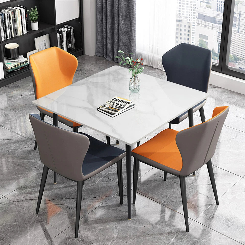 White Sintered Stone Dining Table With Black Legs For Modern Interiors - Image 4
